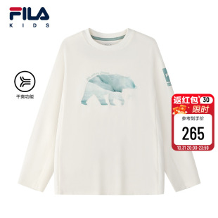 新款 FILA T恤2025冬季 儿童长袖 男大童透气运动上衣 KIDS斐乐童装