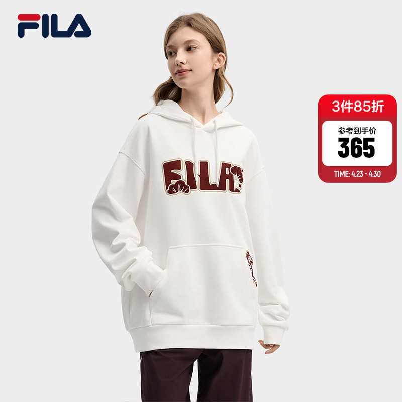 FILA马上起飞抓马卫衣 斐乐情侣连帽卫衣26春季新款刺绣针织上衣