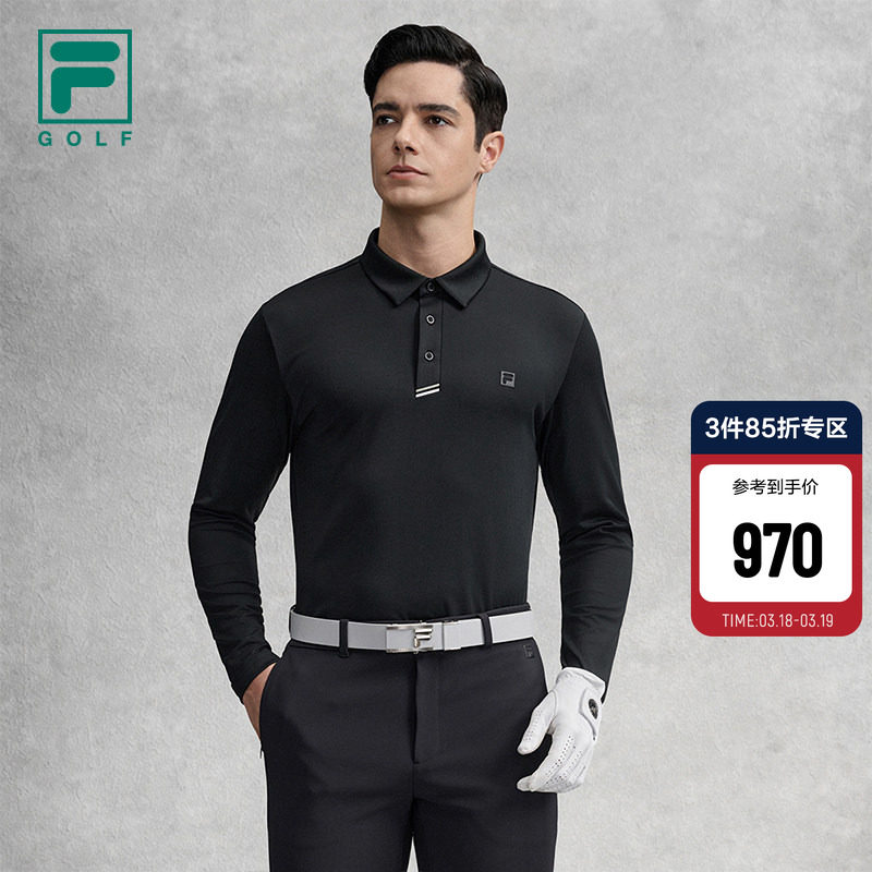 FILA 斐乐官方男子针织长袖POLO衫2026春新款高尔夫运动简约上衣