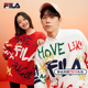 FILA 斐乐官方龘龘龙新年款 情侣编织2024撞色趣味手写体图案毛衣