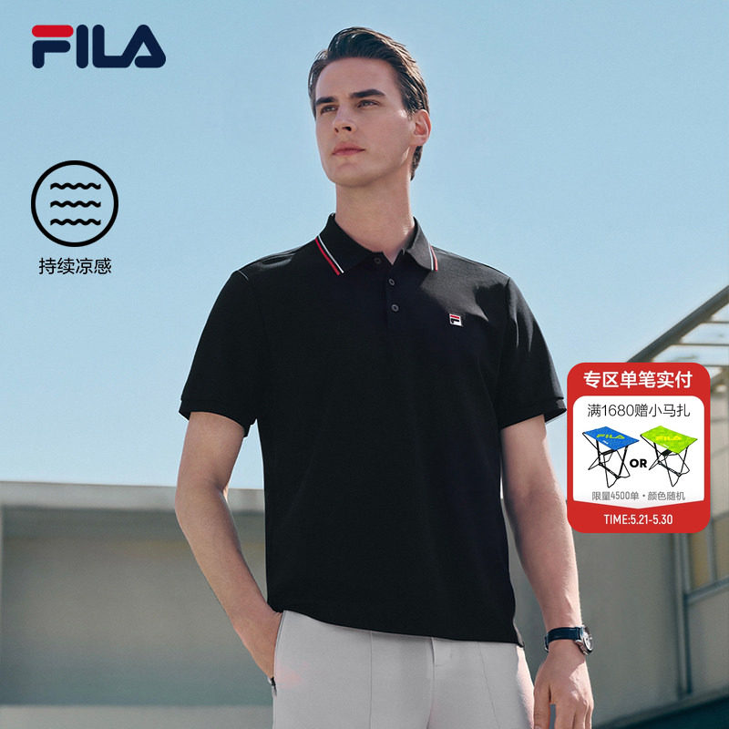 凉感|FILA 斐乐菁英男子针织短袖POLO衫2026夏季新款休