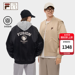 女宽松外套上衣男 FILA FUSION|潦草小狗联名棒球服棉服26冬新款