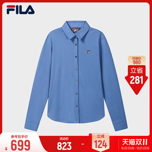 FILA斐乐长袖衬衫2026冬季新款女子通勤运动简约翻领上衣