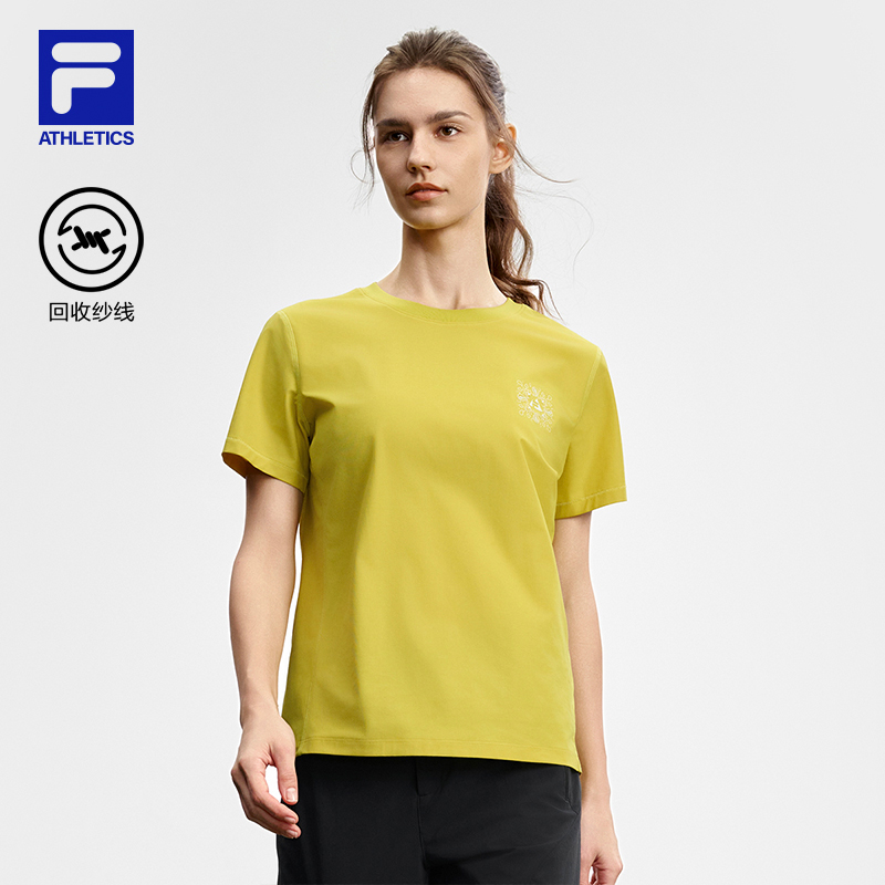 FILA 斐乐官方女子针织短袖衫2025秋新款户外运动基础简约圆领T恤