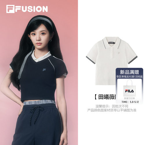 FILAFUSION斐乐女子短袖编织衫