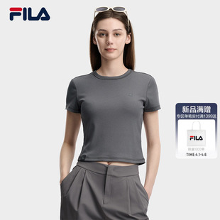 新款 2026夏季 衫 显瘦修身 T恤半袖 休闲短款 FILA斐乐女子针织短袖