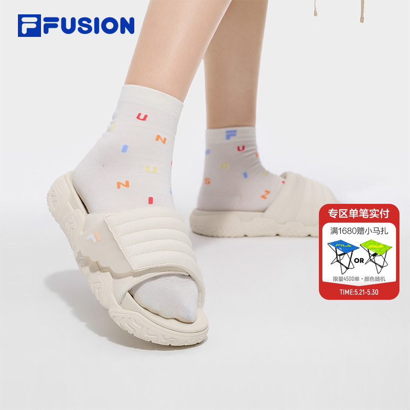 FILA FUSION 斐乐潮牌运动拖鞋女鞋面包鞋2026夏季新
