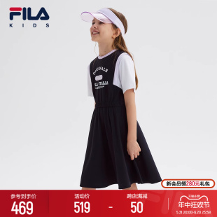 KIDS斐乐童装 FILA 儿童百搭时尚 新款 针织裙 女大童连衣裙2024夏季