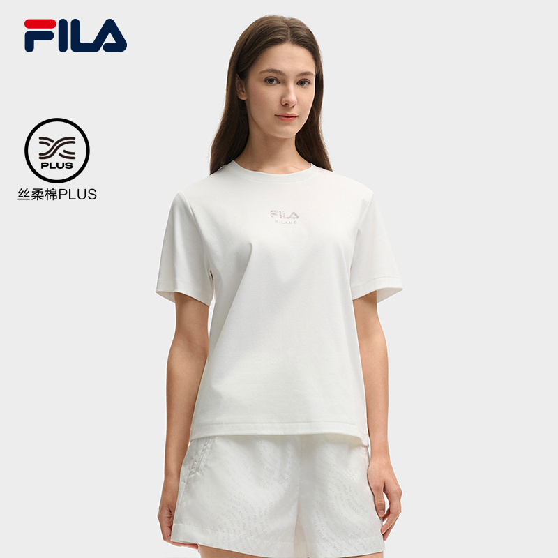 FILA 斐乐官方女子针织短袖衫2025夏新款时尚休闲基础简约纯棉T恤