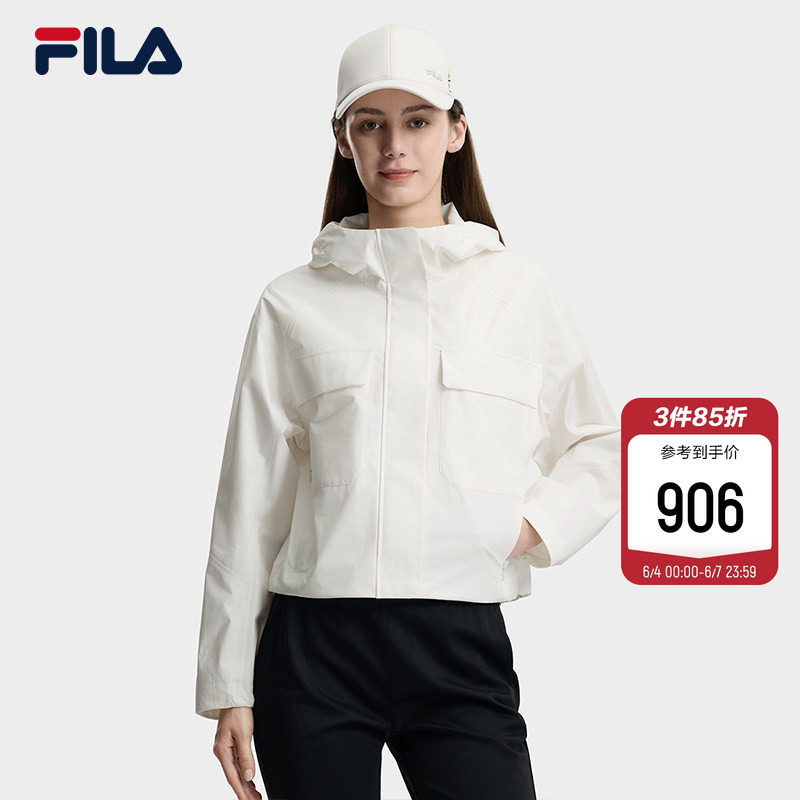 FILA 斐乐官方女士梭织外套2026夏新款休闲简约舒适连帽夹克上衣