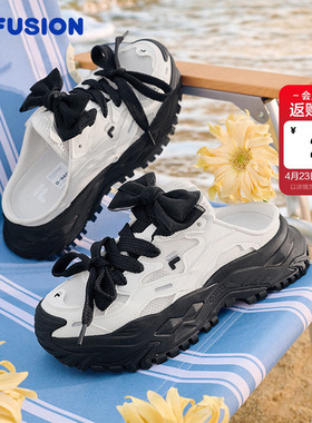 硬糖穆勒丨FILA FUSION斐乐女鞋老爹鞋半拖夏季新款厚底增高拖鞋