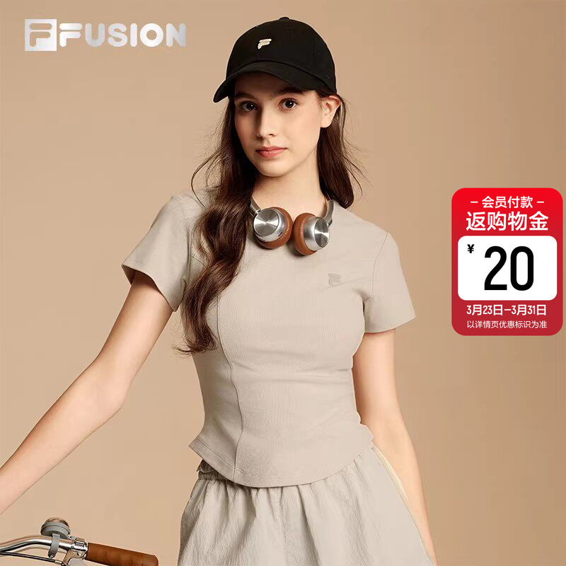 FILA FUSION斐乐潮牌女子针织短袖衫2026夏季新款简约