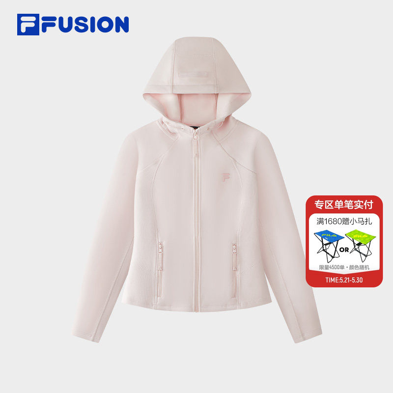 FILA FUSION斐乐潮牌针织连帽外套女2026夏新款时尚修