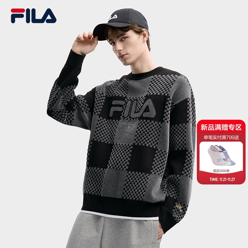 FILA斐乐官方情侣长袖毛衣编织衫