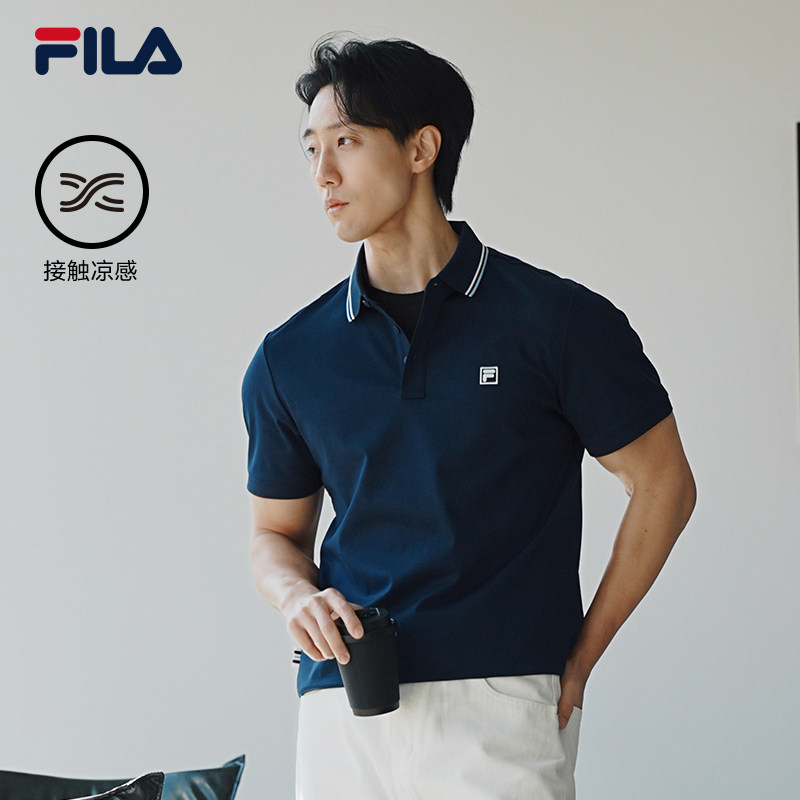 凉感FILA 斐乐菁英男子针织短袖POLO衫2026夏季新款简约