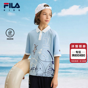 2025夏新款 FILA POLO衫 KIDS斐乐童装 儿童舒适纯棉上衣 男大童短袖