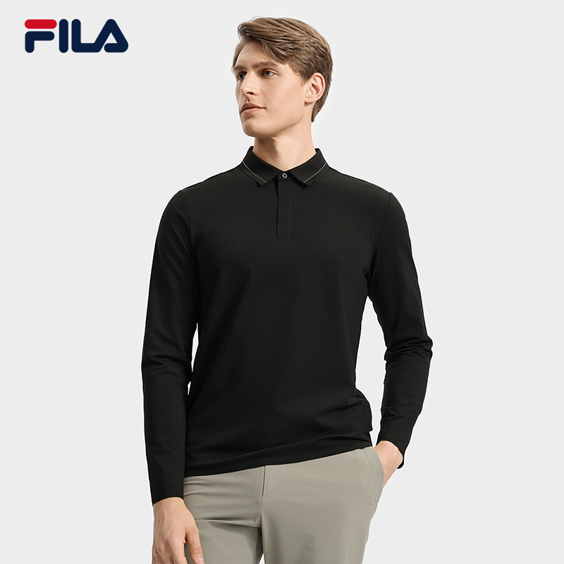 王阳同款 FILA 斐乐官方男子针织长袖POLO衫2025秋季新款通勤上衣