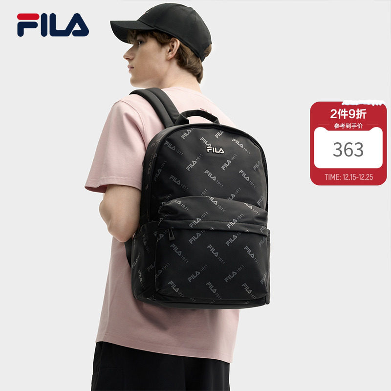 背包|FILA斐乐官方男士商务通勤轻便时尚满印双肩包背包休闲书包
