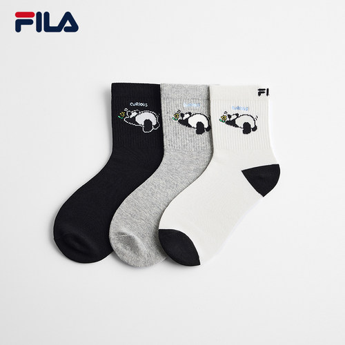 FILA斐乐熊猫中腰袜3双套装