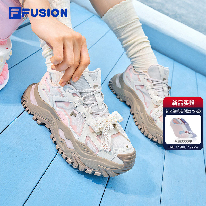 硬糖丨FILA FUSION 斐乐官方女鞋流苏花边老爹鞋夏新款厚底休闲鞋