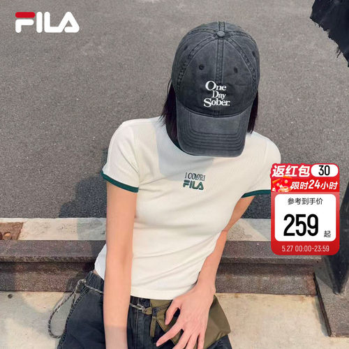FILA斐乐情侣短袖T恤女修身上衣