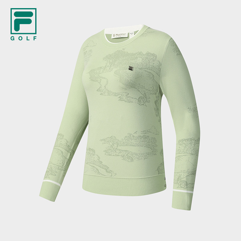 FILA 斐乐官方女子编织衫2025冬新款高尔夫运动简约基础套头