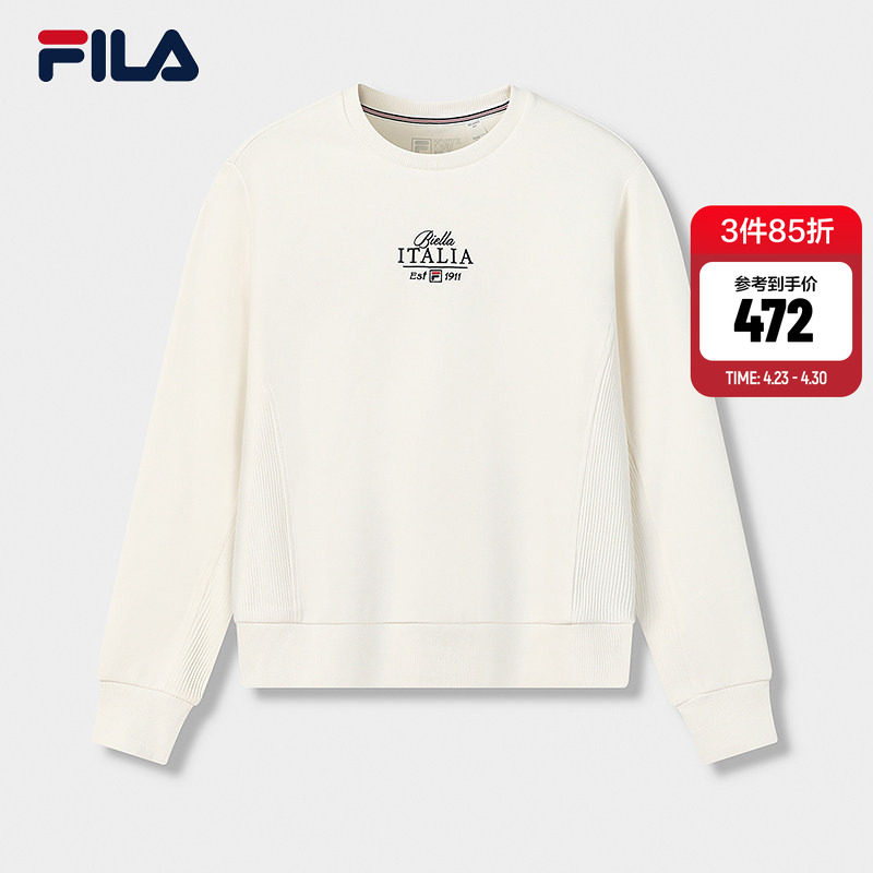 FILA 斐乐官方女子套头卫衣2026春新款休闲日常舒适针织长袖上衣