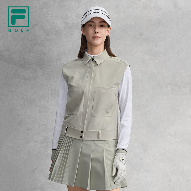 FILA 斐乐官方女士梭织马甲2026春季新款高尔夫运动基础无袖
