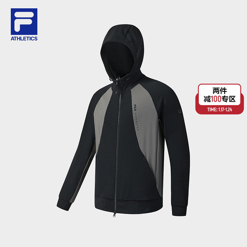 FILA 斐乐官方男士针织长袖外套2025冬新款健身运动拼色连帽上衣,运动服/休闲服装,运动茄克/外套,淘宝优惠券,粉丝福利购,淘宝优惠卷