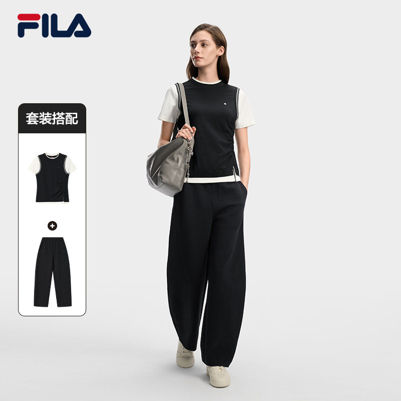 FILA斐乐官方运动套装女春季新款休闲短袖T恤裤子跑步健身训练服