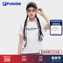 FILA FUSION斐乐潮牌女子针织短袖衫2024夏季新款时尚纯棉百搭T恤