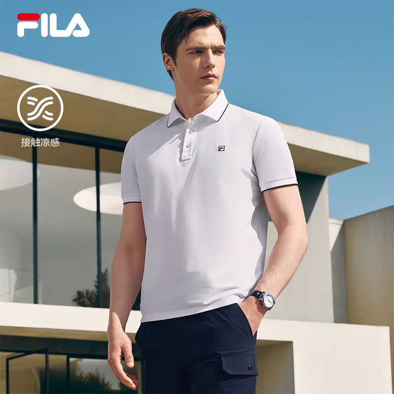凉感|FILA 斐乐官方翻领短袖菁英POLO衫男夏季商务运动健身T恤衫