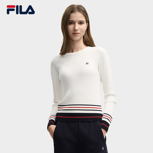 FILA斐乐官方长袖编织衫毛衣女