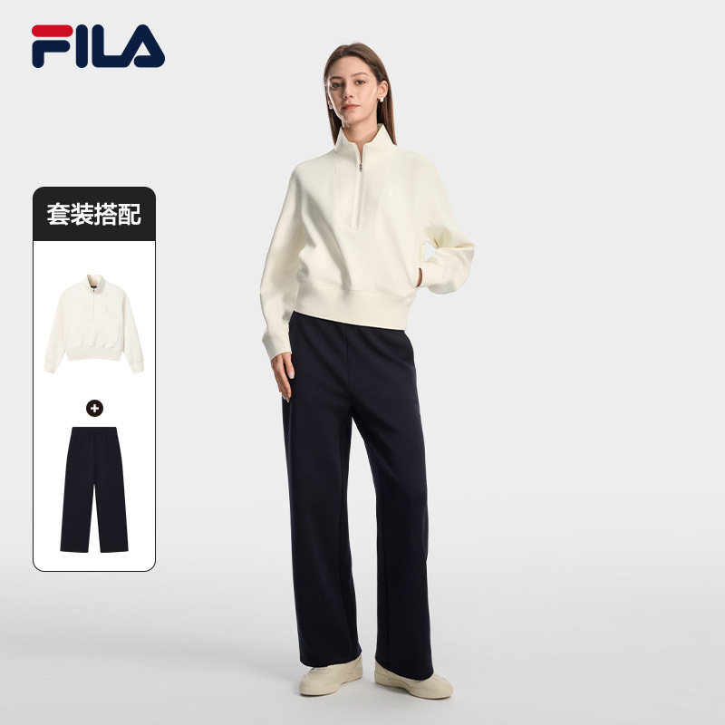 FILA斐乐官方长袖运动套装女春季新款休闲卫衣裤子跑步健身训练服