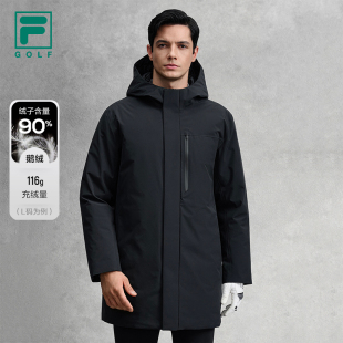 新款 羽绒服2025冬季 高尔夫运动连帽外套 中长款 鹅绒FILA斐乐男士