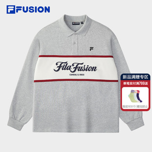 FUSION斐乐潮牌情侣款 POLO衫 FILA 针织长袖 纯棉上衣 2025秋季 新款
