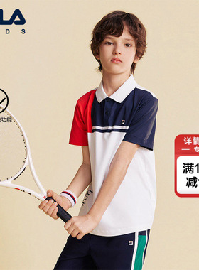 FILA KIDS斐乐童装男大童短袖POLO衫2026夏新款儿童防晒网球上衣