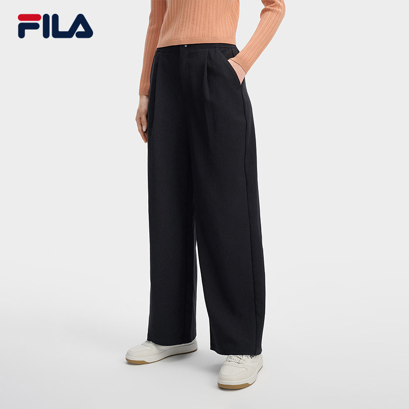 FILA 斐乐官方女士梭织长裤2026春季新款时尚休闲简约基础直筒裤 - FILA官方旗舰店出品