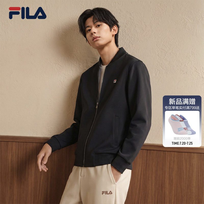 FILA 斐乐官方男士针织外套春秋休闲通勤商务行政棒球服男装夹克