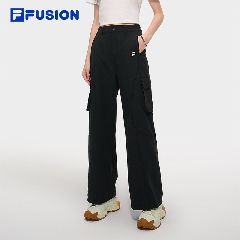 赵露思同款FILA FUSION斐乐潮牌梭织长裤女2025秋新款工装休闲裤