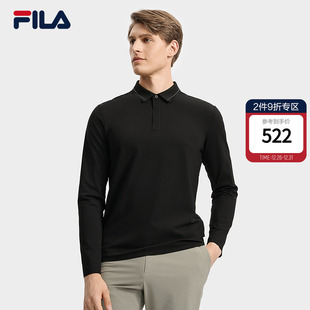 FILA 新款 斐乐官方男子针织长袖 2025秋季 通勤上衣 POLO衫 王阳同款