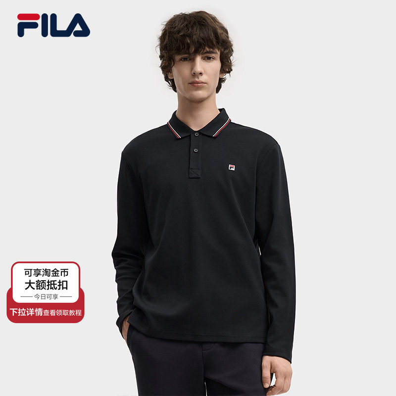 FILA 斐乐官方男子针织长袖POLO衫2025冬季新款休闲基础纯棉上衣,运动服/休闲服装,运动POLO衫,淘宝优惠券,粉丝福利购,淘宝优惠卷