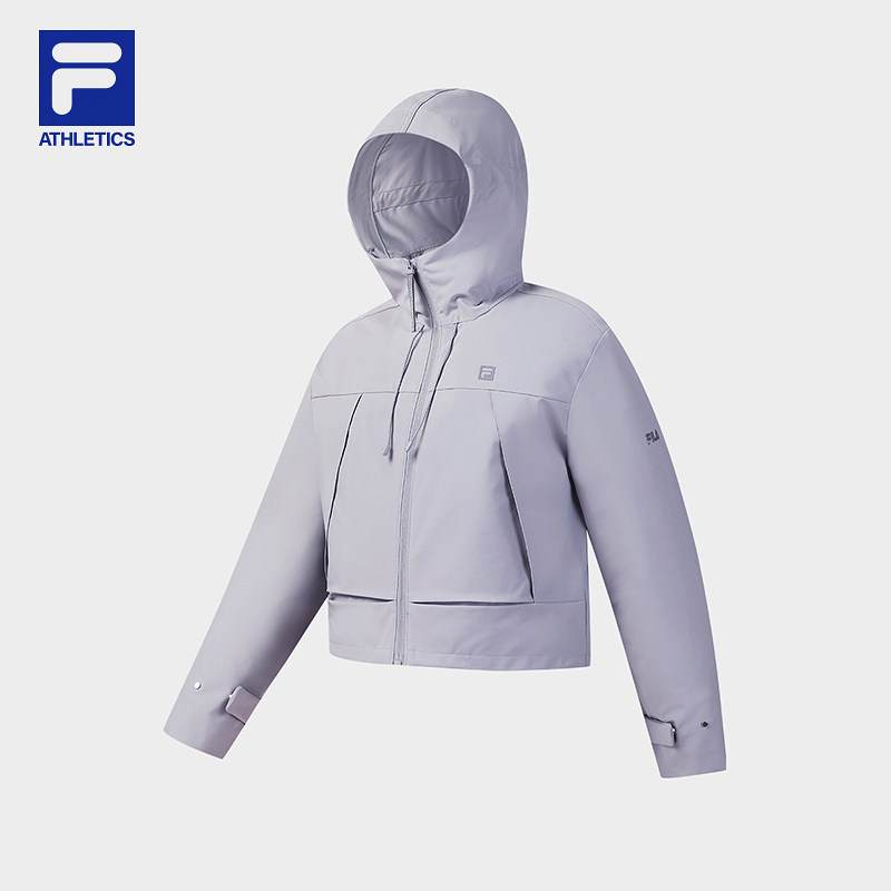 FILA 斐乐官方女士梭织外套2026春新款简约宽松健身运动连帽上衣
