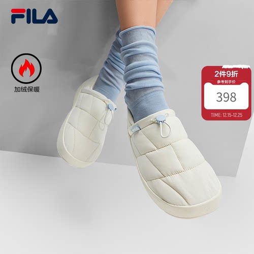 河豚鞋|FILA 斐乐官方女鞋PUFFER加绒保暖一脚蹬休闲拖鞋棉鞋板鞋