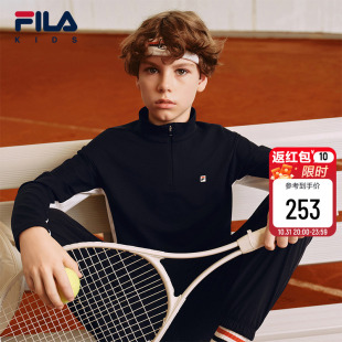 新款 FILA T恤2025秋季 儿童长袖 男大童运动针织上衣 KIDS斐乐童装