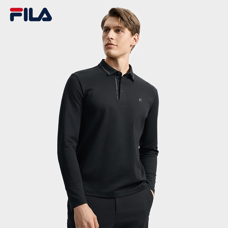 FILA 斐乐官方男子针织长袖POLO衫2025秋季新款时尚休闲基础上衣