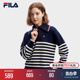 2024春新款 FILA 舒适休闲条纹大翻领毛衣 时尚 斐乐官方女子编织衫