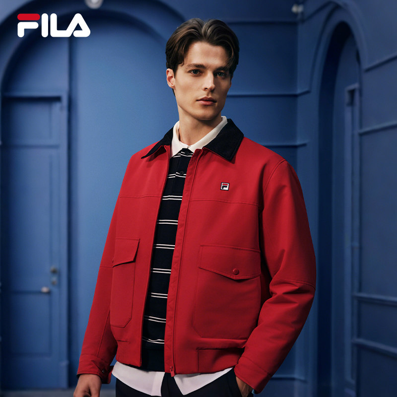 FILA斐乐男士棉服2026春新款时尚休闲舒适经典翻领夹克保暖外套