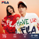 FILA 斐乐官方龘龘龙新年款 情侣编织2024撞色趣味手写体图案毛衣