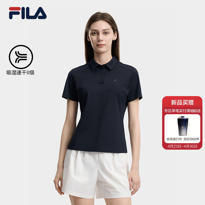 速干|FILA 斐乐菁英女子针织短袖POLO衫2026夏季新款吸湿短t上衣